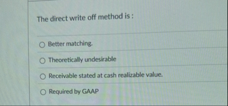 The direct write off method is : Better matching.