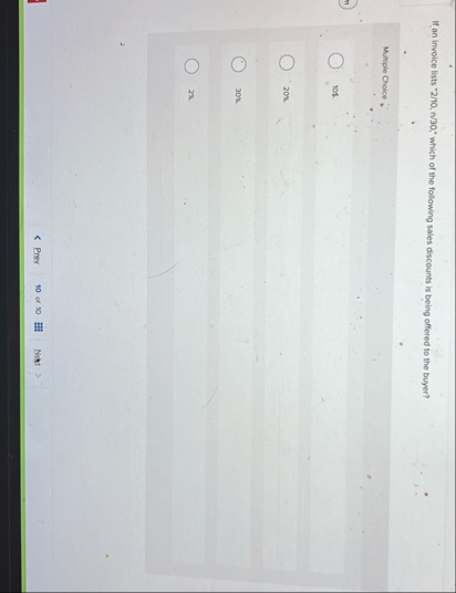 If an invoice lists " 2 / 1 0 , n / 3 0 , " which