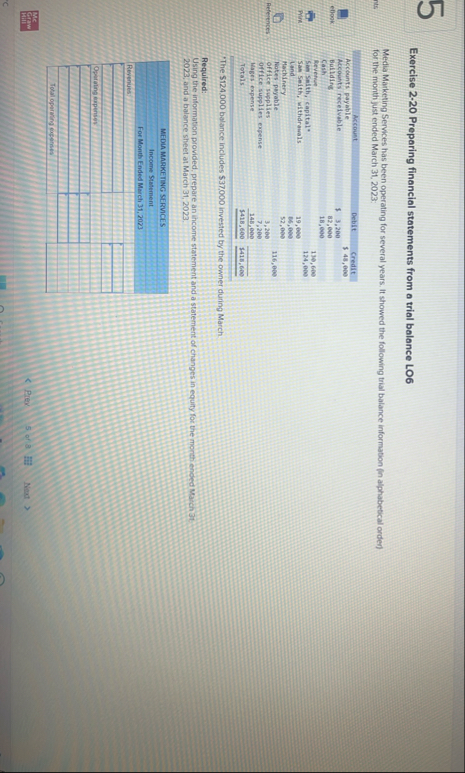 Exercise 2 - 2 0 Preparing financial statements