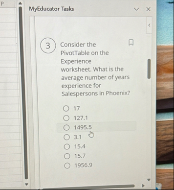 P MyEducator Tasks Consider the PivotTable on the