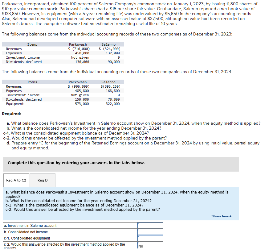 d . Prepare entry * C for the beginning of the