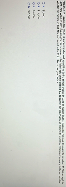 Alec ( age 2 1 ) is a student ( and US taxpayer )