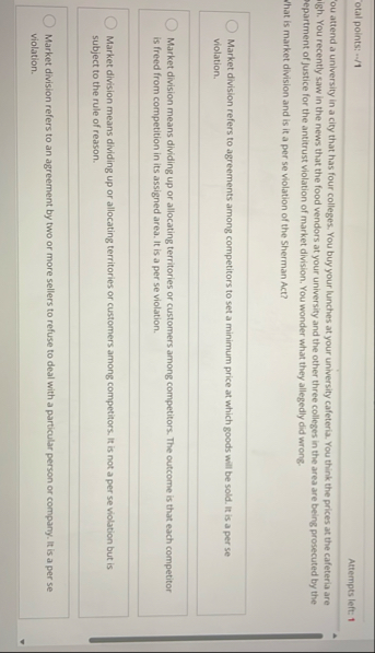 otal points: - / 1 Attempts left: 1 ou attend a