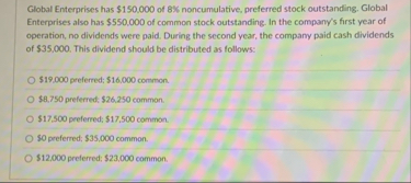 Global Enterprises has $ 1 5 0 . 0 0 0 of 8 %