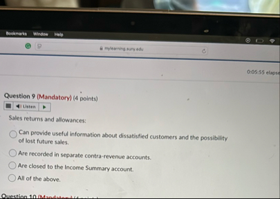 Question 9 ( Mandatory ) ( 4 points ) Listen