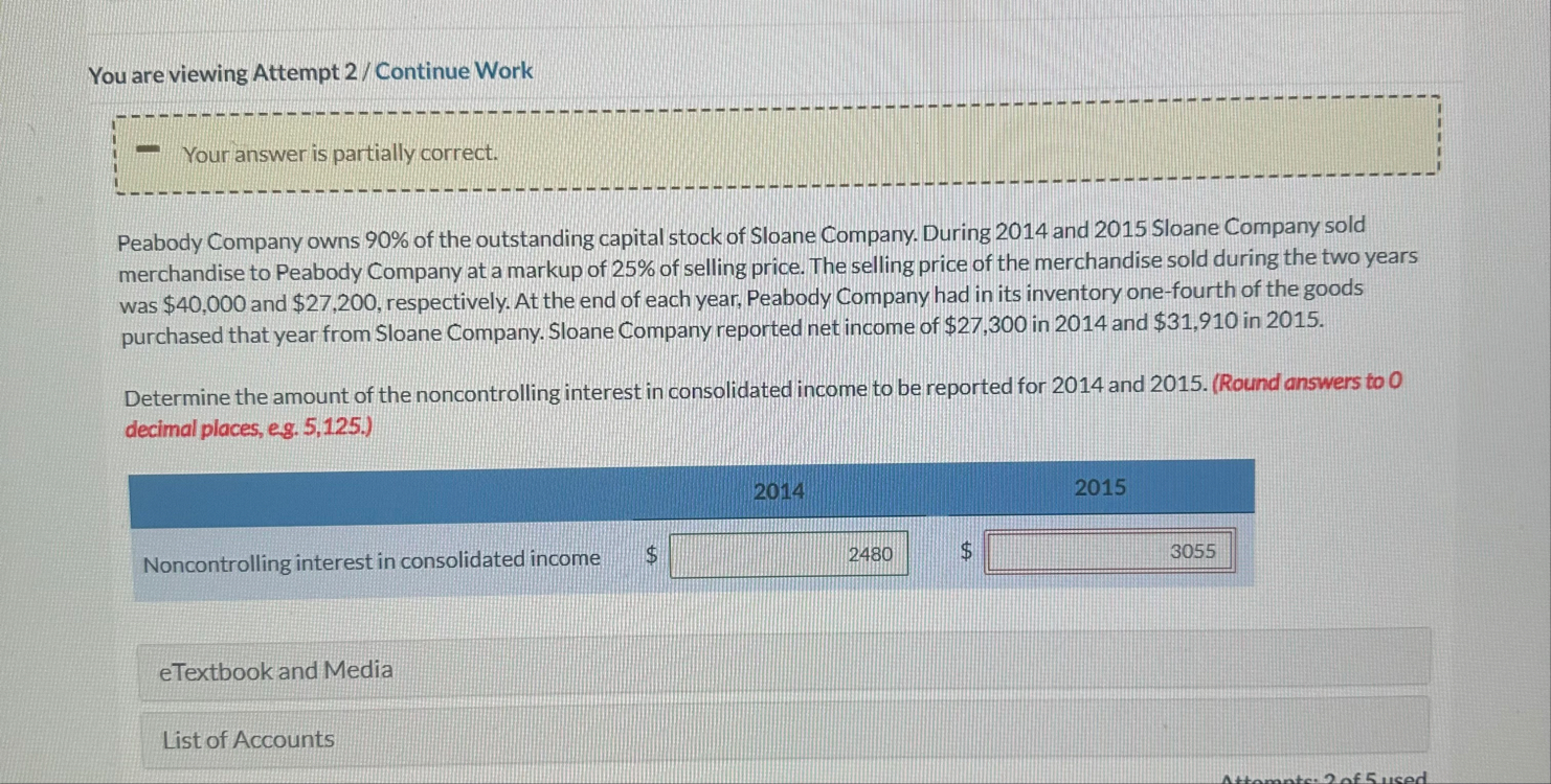 You are viewing Attempt 2 / Continue Work Your