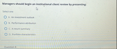 Managers should begin an institutional client