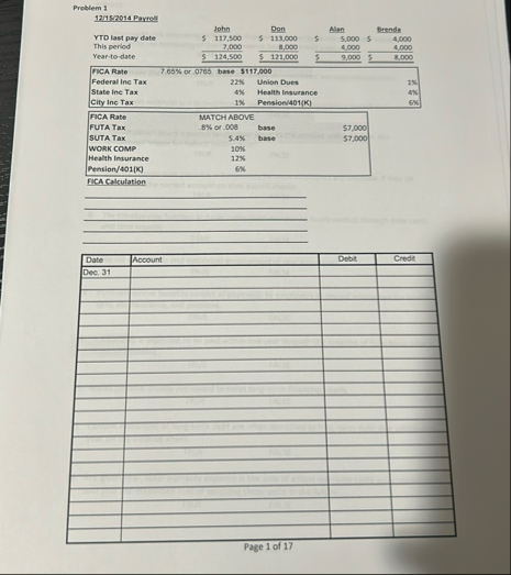 Problem 1 1 2 4 1 8 2 0 1 4 Payrell \ table [ [ ,