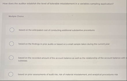 How does the auditor establish the level of