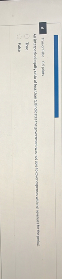6 True or False 0 . 5 points An interperiod