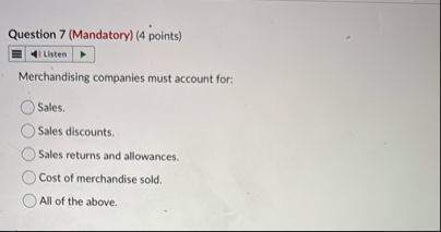 Question 7 ( Mandatory ) ( 4 points )