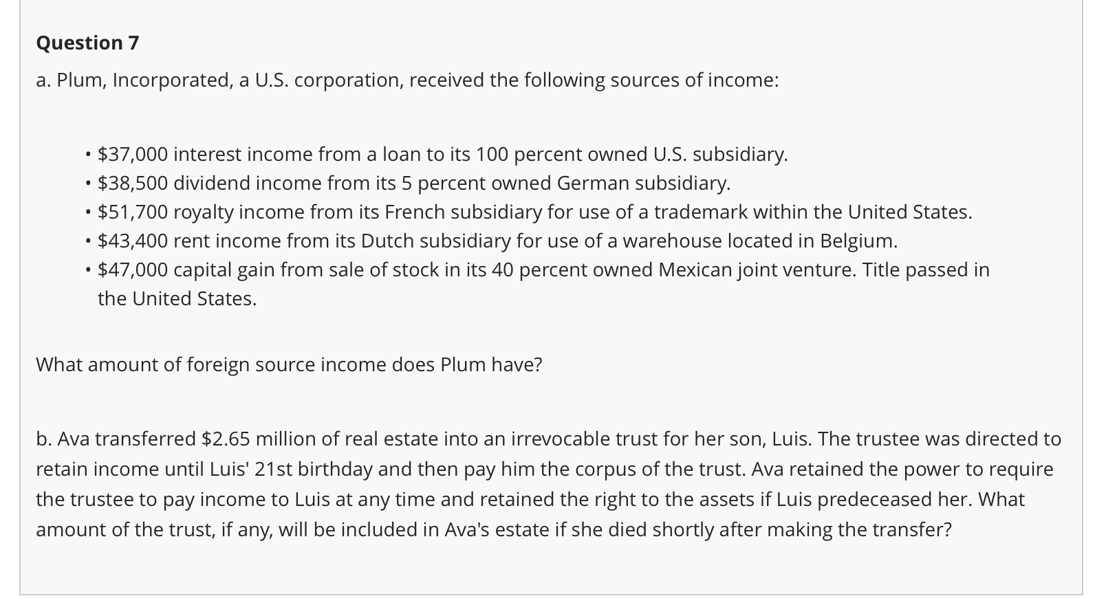 A . Plum, Incorporated, a U . S . corporation,