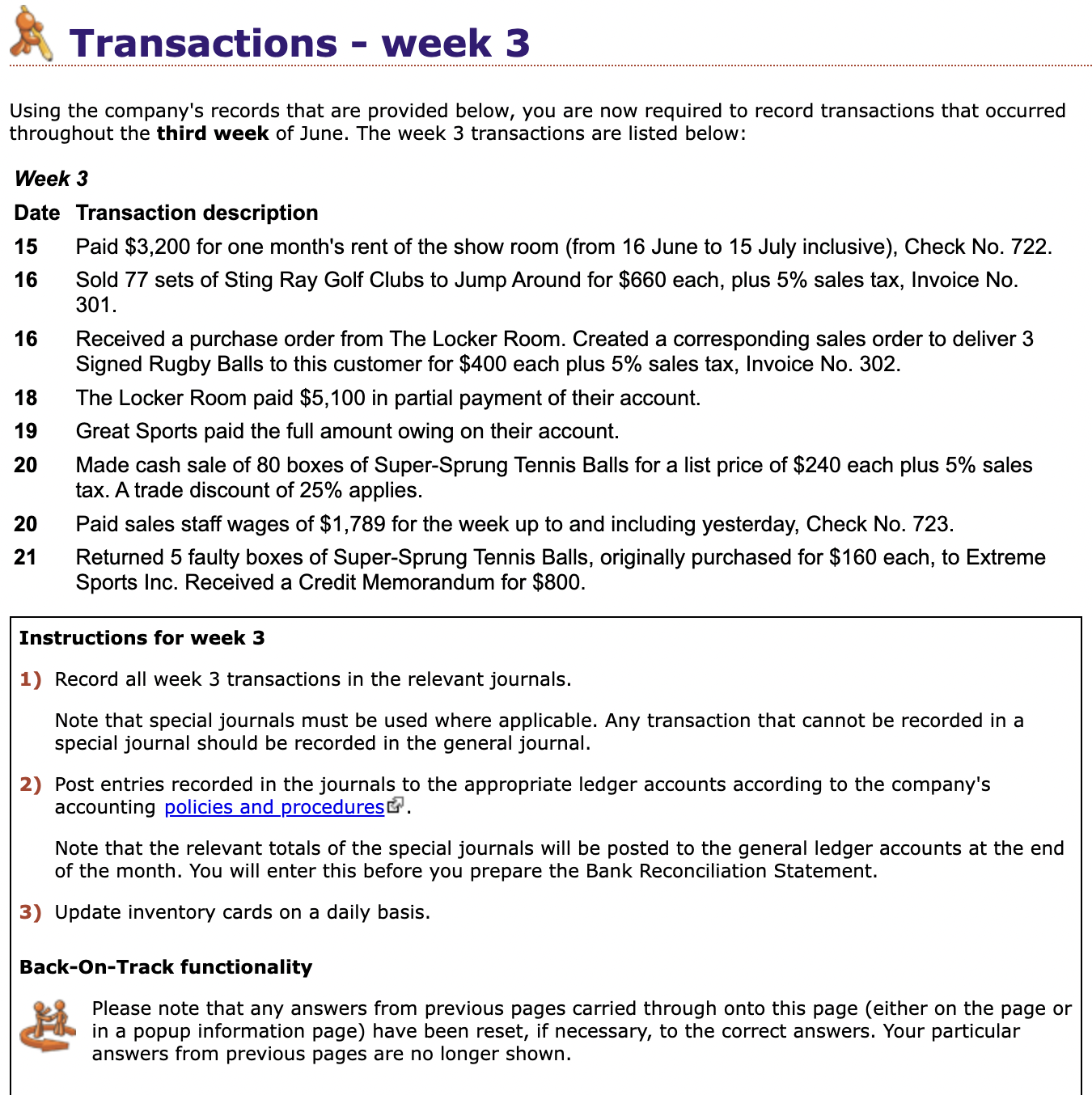 Instructions for week 3 Record all week 3
