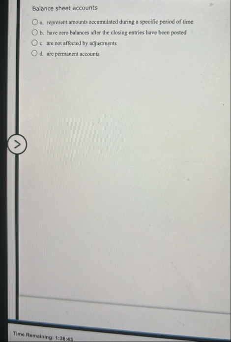 Balance sheet accounts a . represent amounts