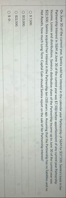On June 3 0 of the current year, Samira sold her