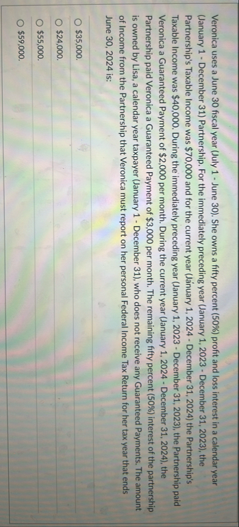 Veronica uses a June 3 0 fiscal year ( July 1 -