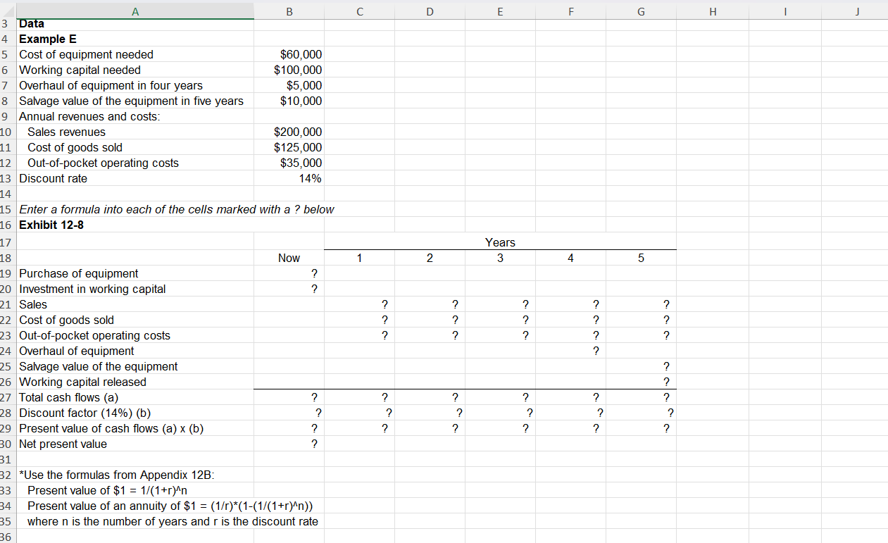 The net present value should now be between $ 5 6