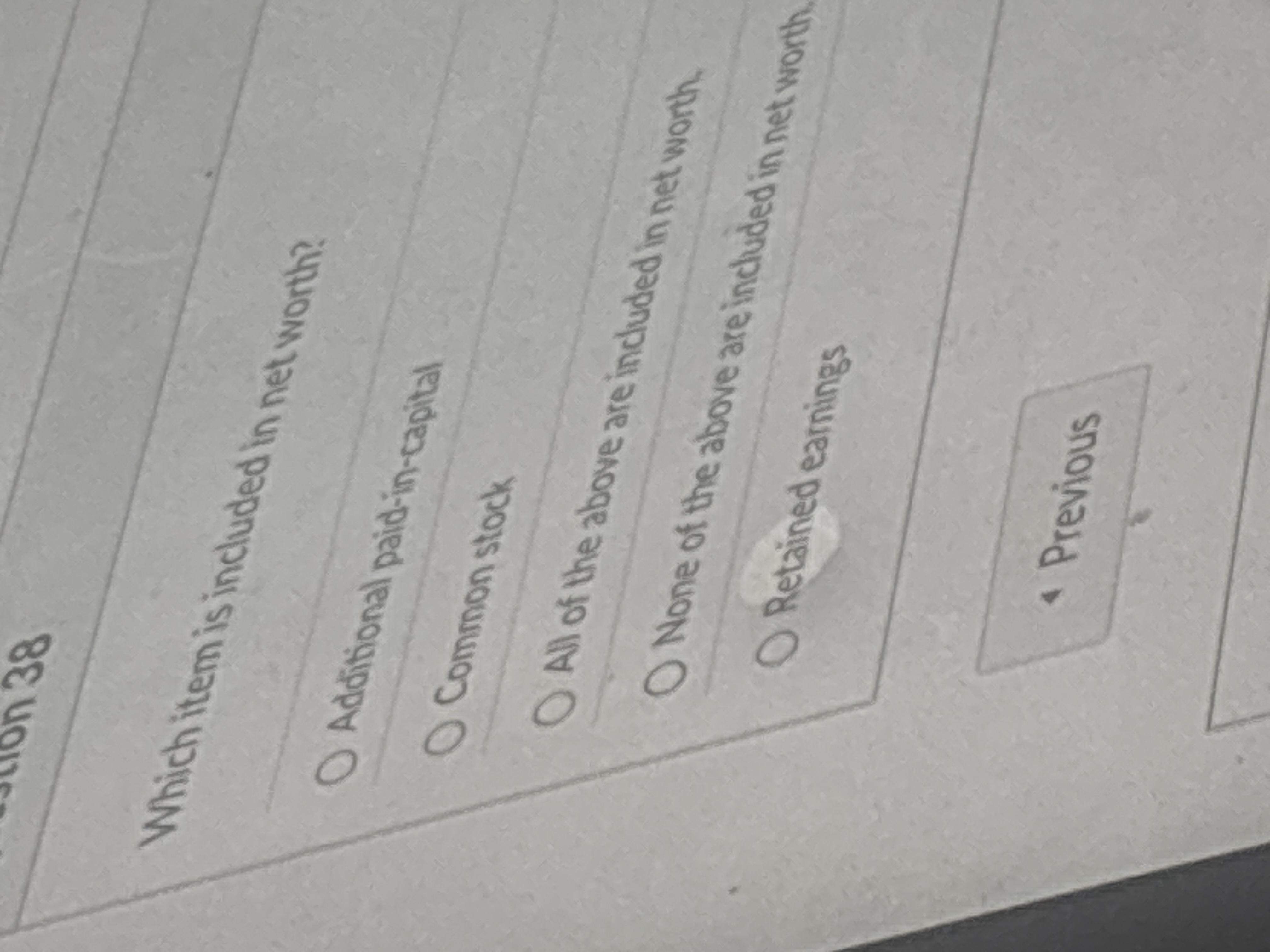 Which item is included in net worth?Additional