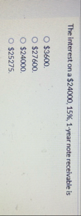 The interest on a $ 2 4 0 0 0 , 1 5 % , 1 - year