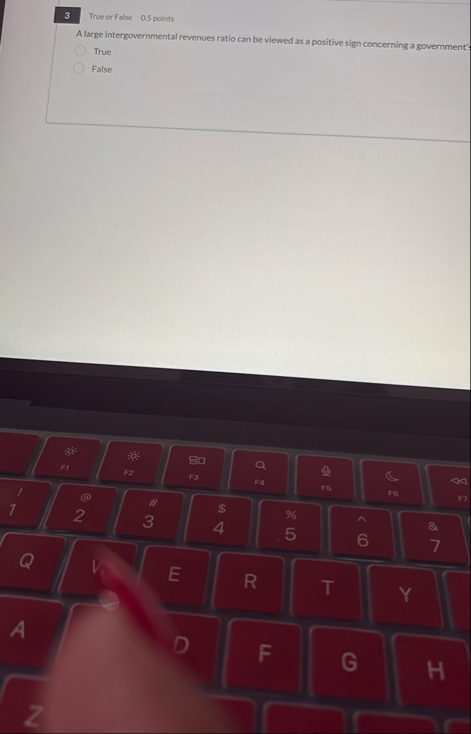 3 True or False 0 . 5 points A large