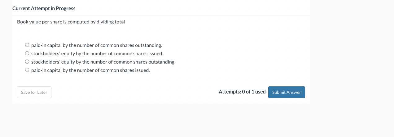 Current Attempt in Progress Book value per share