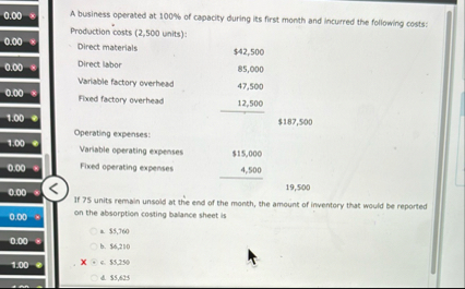 0 . 0 0 A business operated at 1 0 0 % of