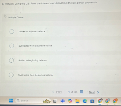 At maturity, using the U . S . Rule, the interest