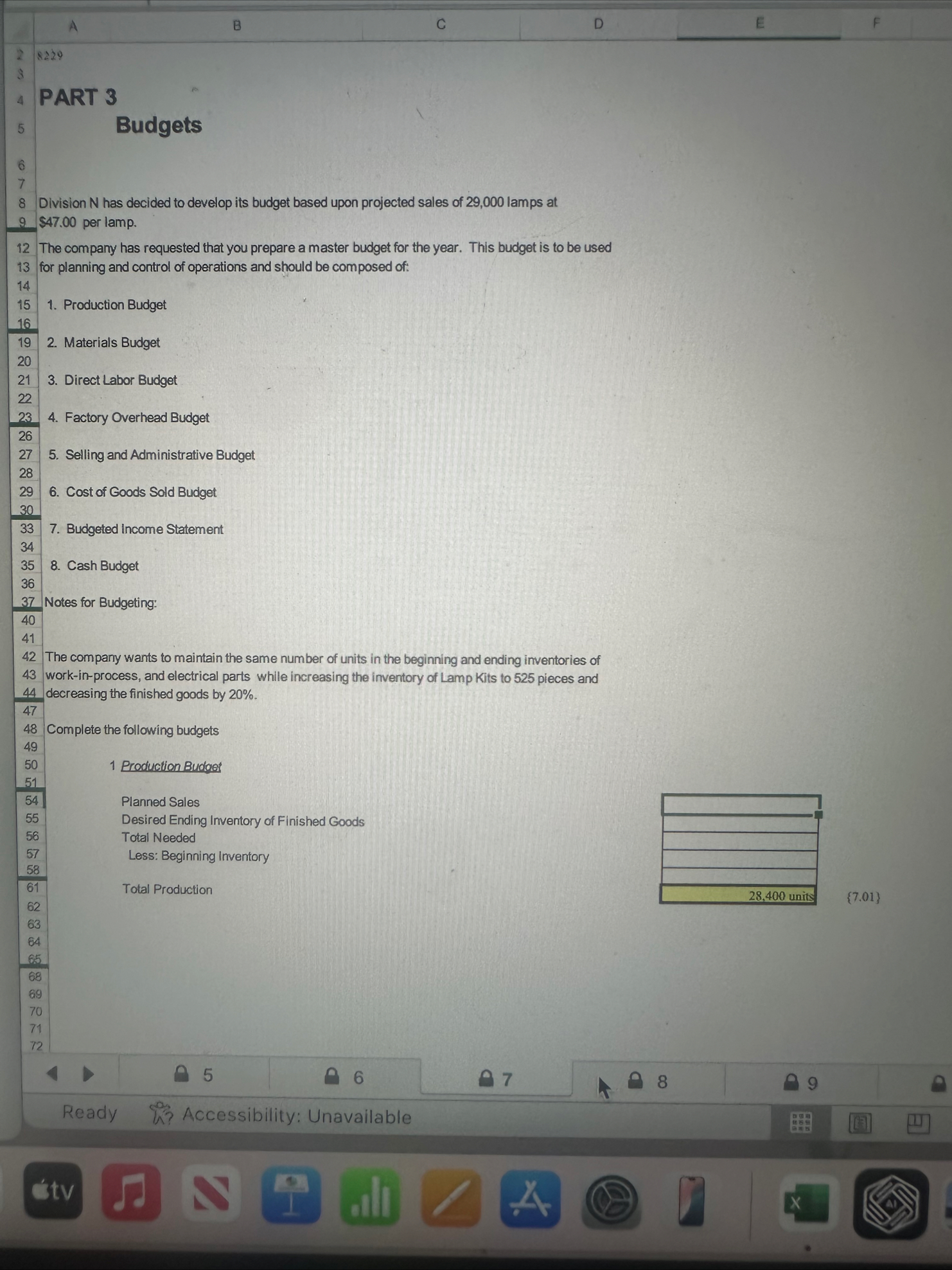 8 2 2 9 PART 3 Budgets Division N has decided to