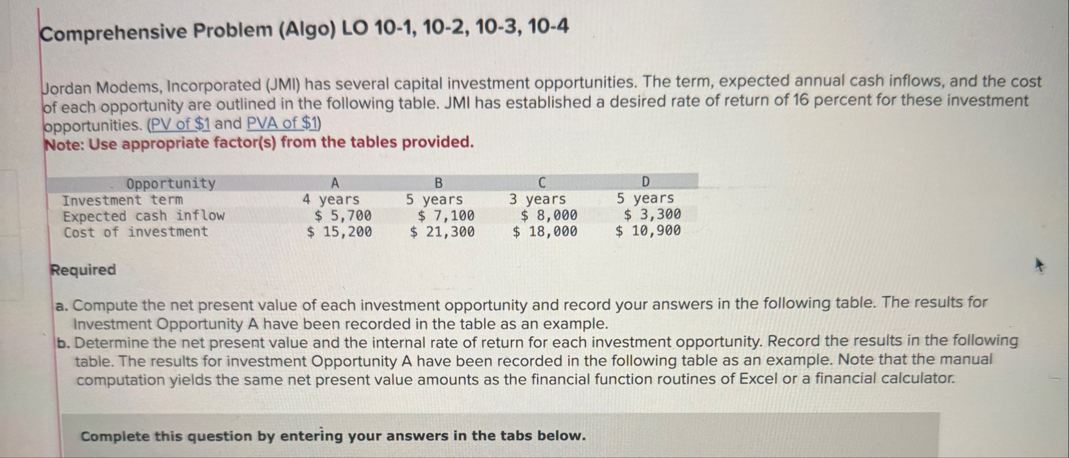 Comprehensive Problem ( Algo ) LO 1 0 - 1 , 1 0 -