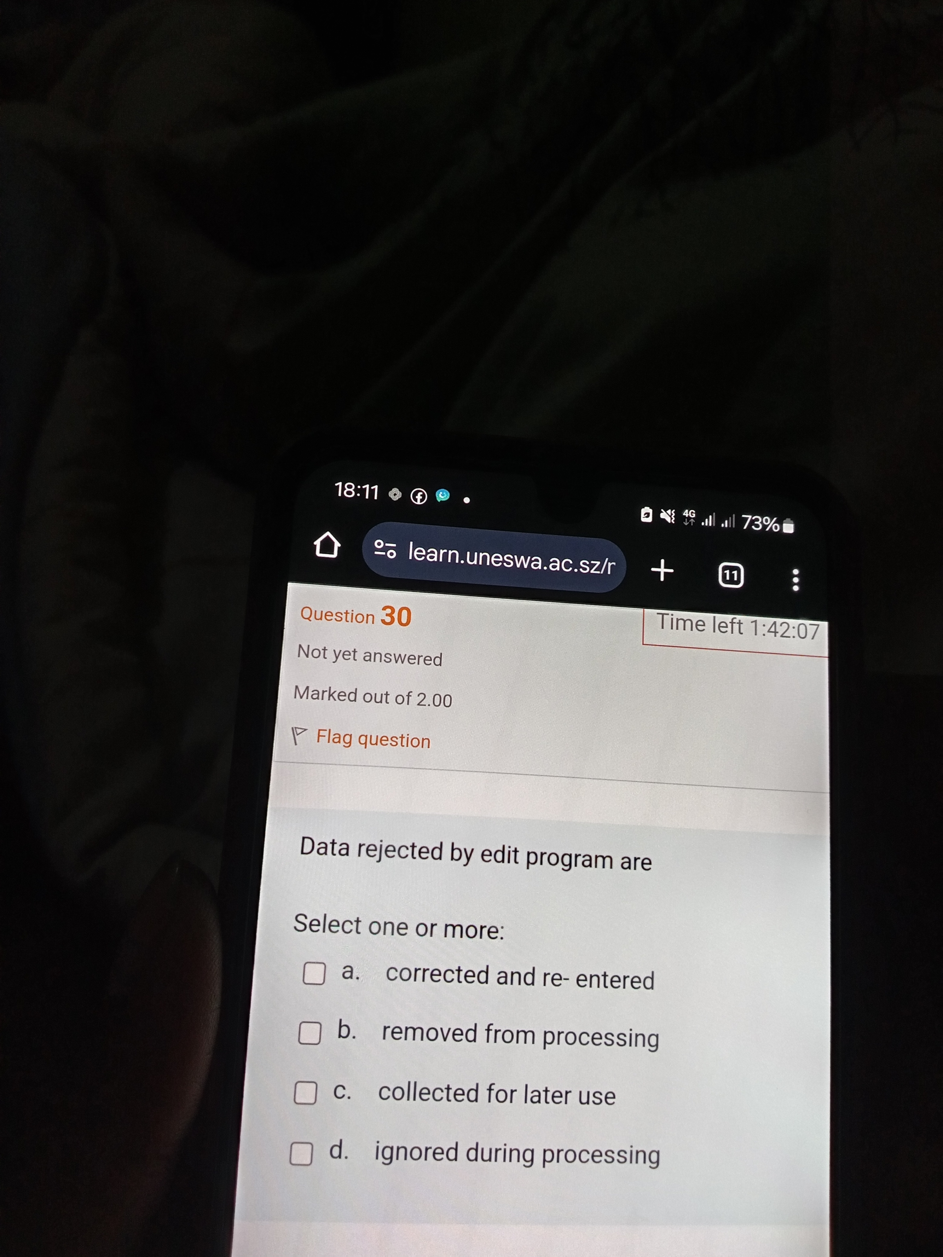 Data rejected by edit program are Select one or