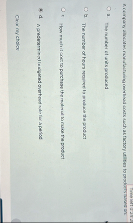 Time left 0 : 2 4 : 2 y A company allocates