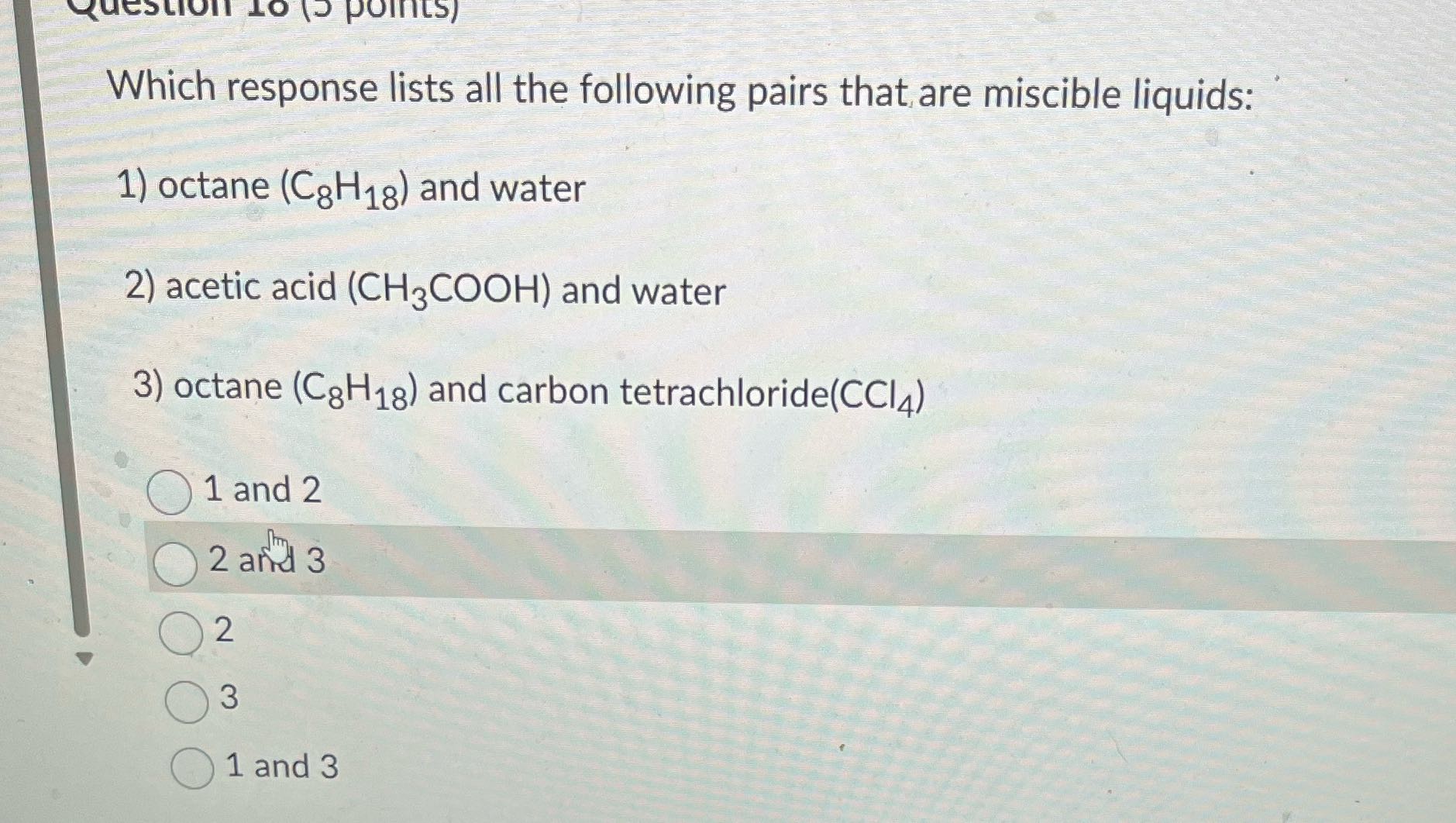 Answer this Question 10 (5 points) Which response