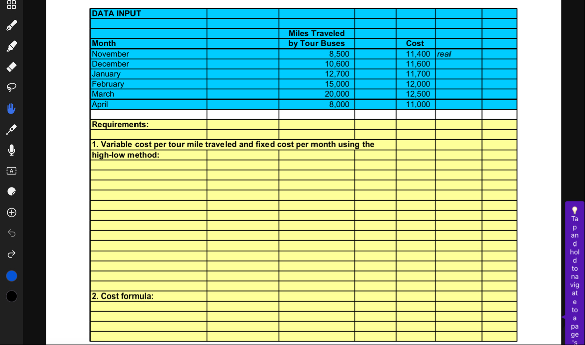 \ table [ [ DATA INPUT,,,,, ] , [ , , , , , ] , [