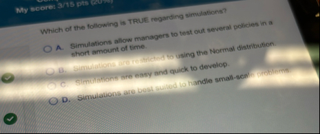 My score: 3 1 5 pts ( 2 uvi ) Which of the