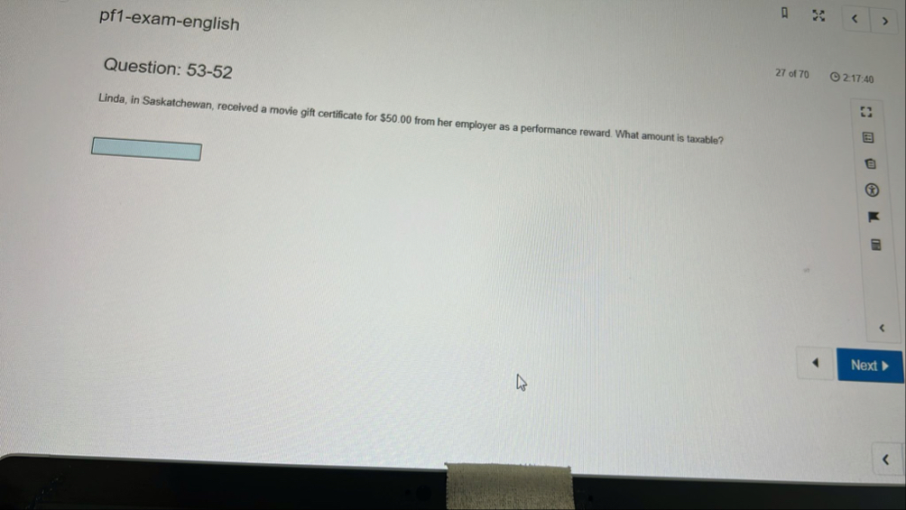 pf 1 - exam - english Question: 5 3 - 5 2 2 7 of