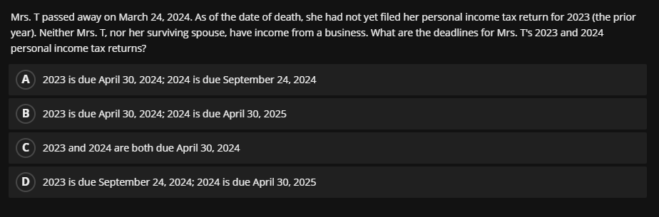 Mrs. T passed away on March 24, 2024. As of the