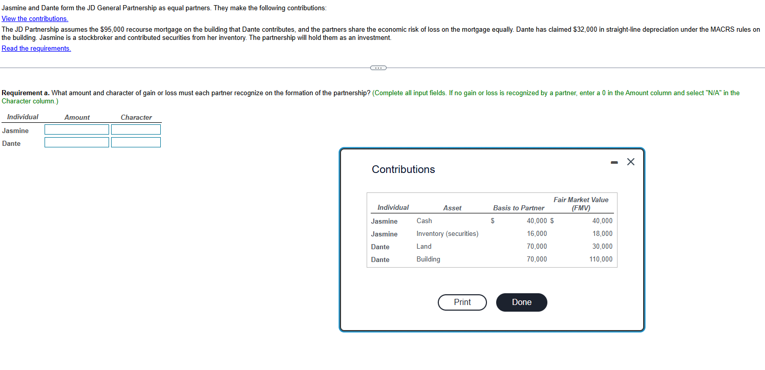 Jasmine and Dante form the JD General Partnership