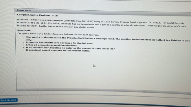 Instructions Comprehensive Problem 1 - 1 B