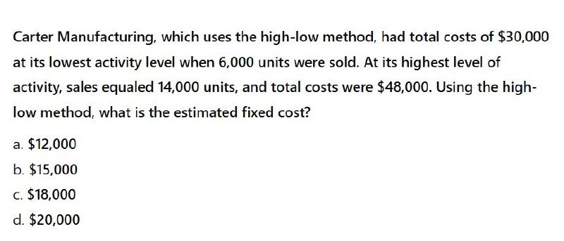 General accounting question Carter Manufacturing,