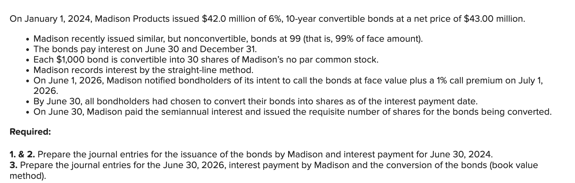 Required: 1 . \ & 2 . Prepare the journal entries