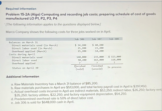 Required information Problem 1 5 - 2 A ( Algo )