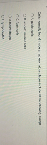 Cells normally found inside an atheromatous