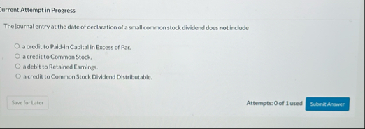 Eurrent Attempt in Progress The journal entry at