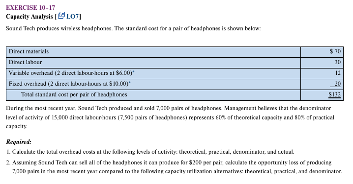 EXERCISE 1 0 - 1 7 Capacity Analysis [ \ ( \