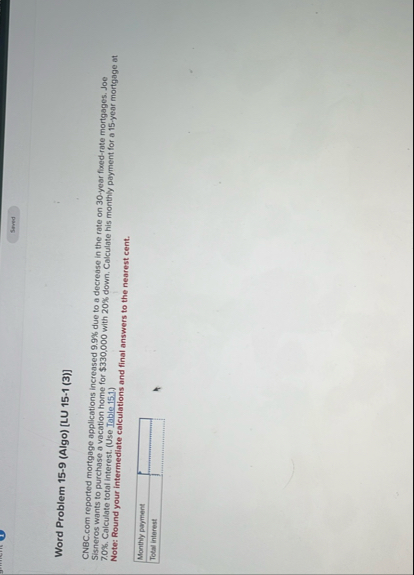 Word Problem 1 5 - 9 ( Algo ) [ LU 1 5 - 1 ( 3 )