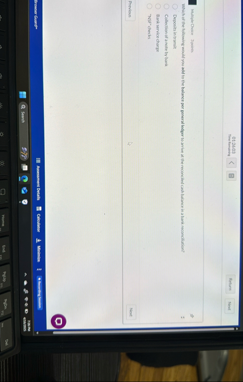 0 1 : 2 6 : 0 3 Time Remaining Multiple Choice 3
