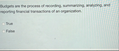 Budgets are the process of recording,