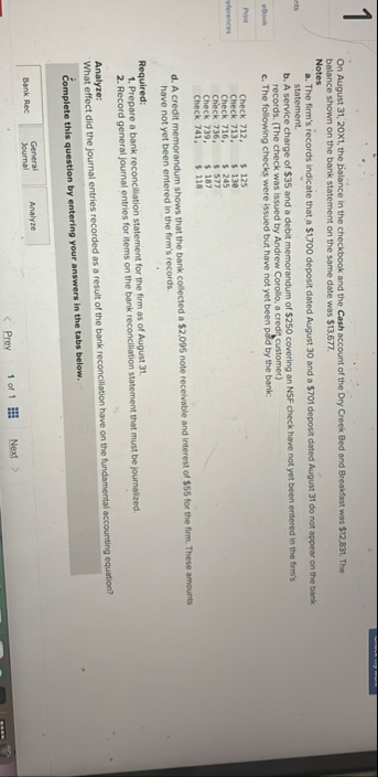 1 On August 3 1 , 2 0 X 1 , the bialance in the