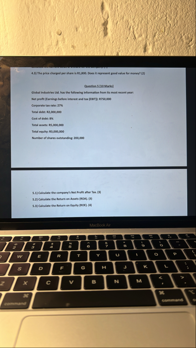 4 . 3 ) The price charged per share is R 1 , 8 0