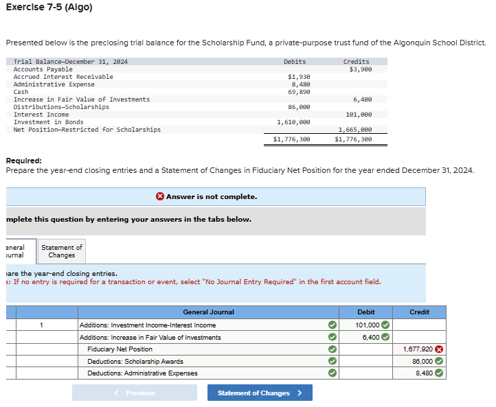 Exercise 7 - 5 ( Algo ) - Prepare the year - end